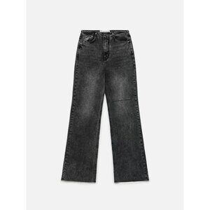 High-Waisted Black Wide-Leg Jeans For Women Size M Cotton Blend